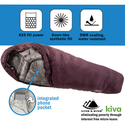 Katahdin 32°F 625 Fill Power Hydrophobic Sleeping Bag With Advanced Synthetic