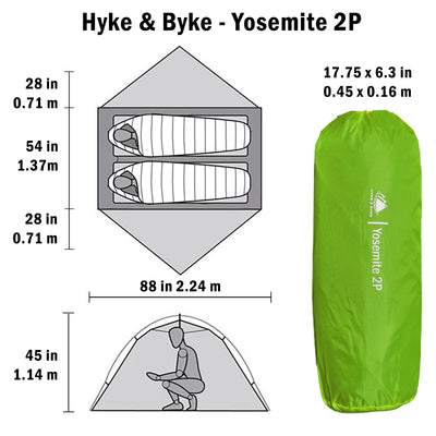 YOSEMITE 2 Person Backpacking Tent w/Footprint